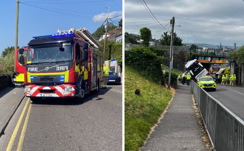 Disruption to Cork City traffic as bus crashes and becomes wedged under low bridge