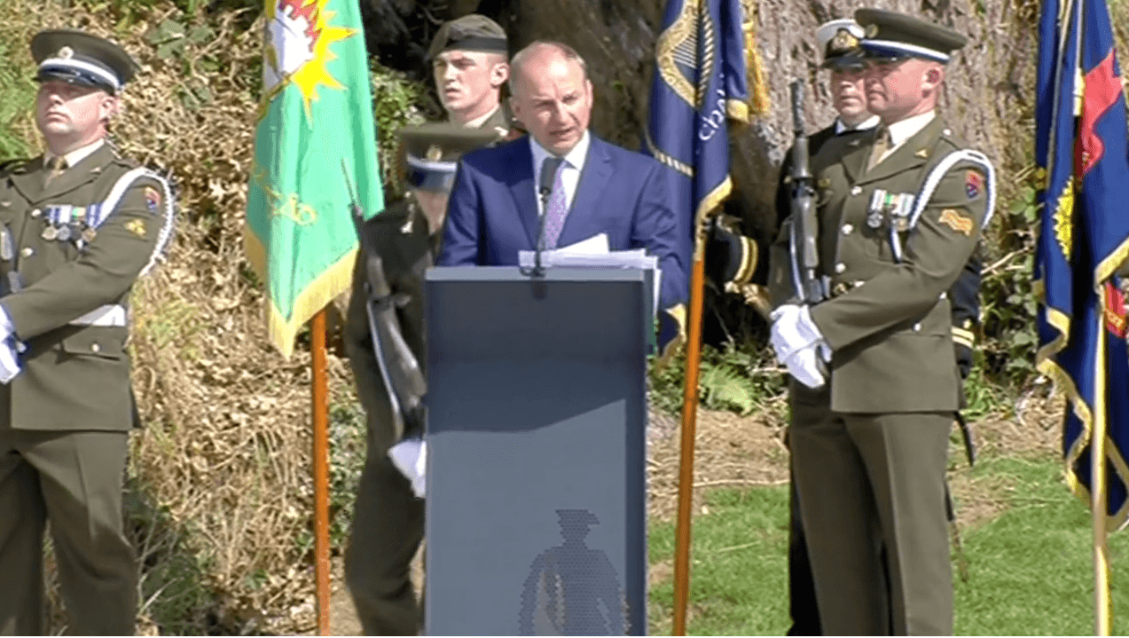 Soldier ‘did not suffer any injuries’ after fainting during Michael Collins speech