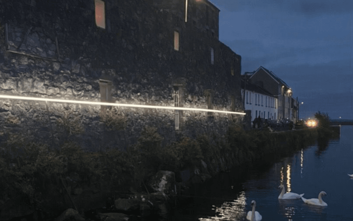 Light installations unveiled in Galway showing the predicted sea level in 2150