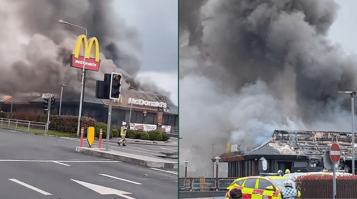 Huge fire breaks out at McDonald’s in Newbridge