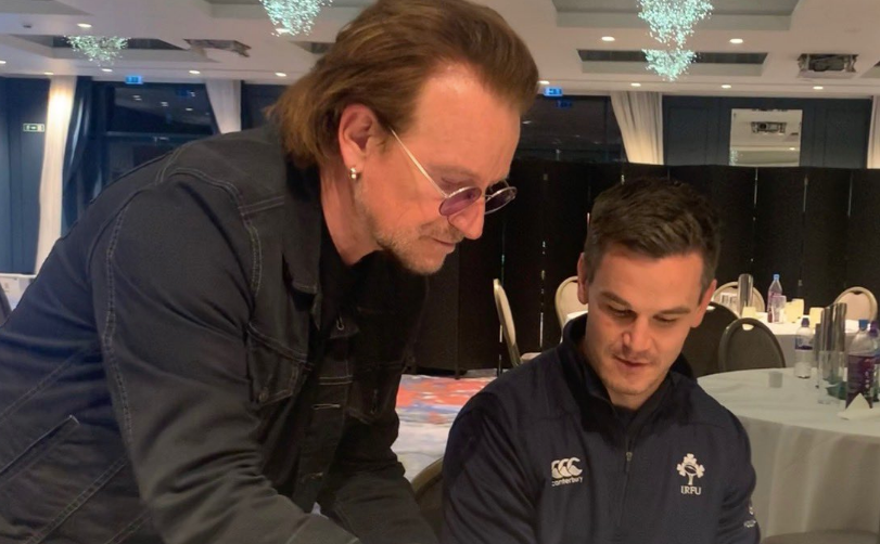 Bono helps Ireland prepare for England match by serving dinner to Johnny Sexton