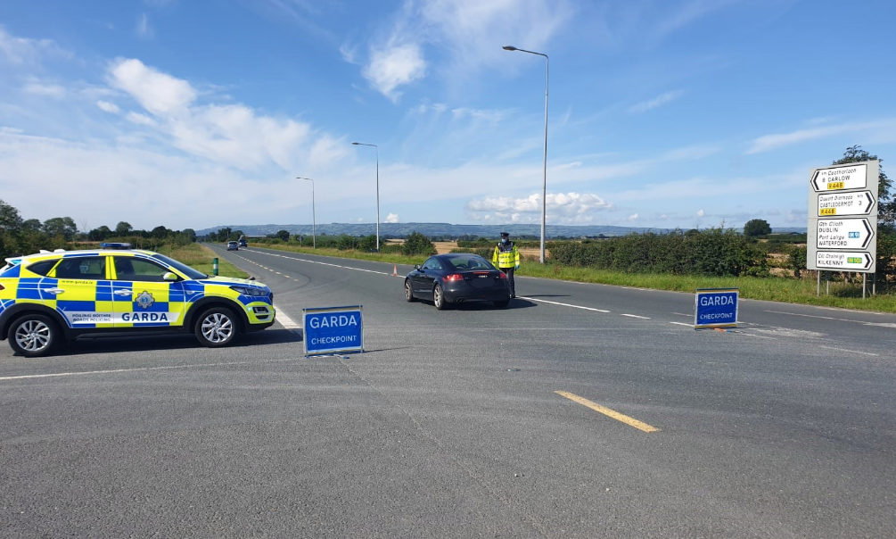 Gardaí have set up checkpoints around the three lockdown counties