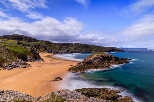 murder hole beach with blue skies above