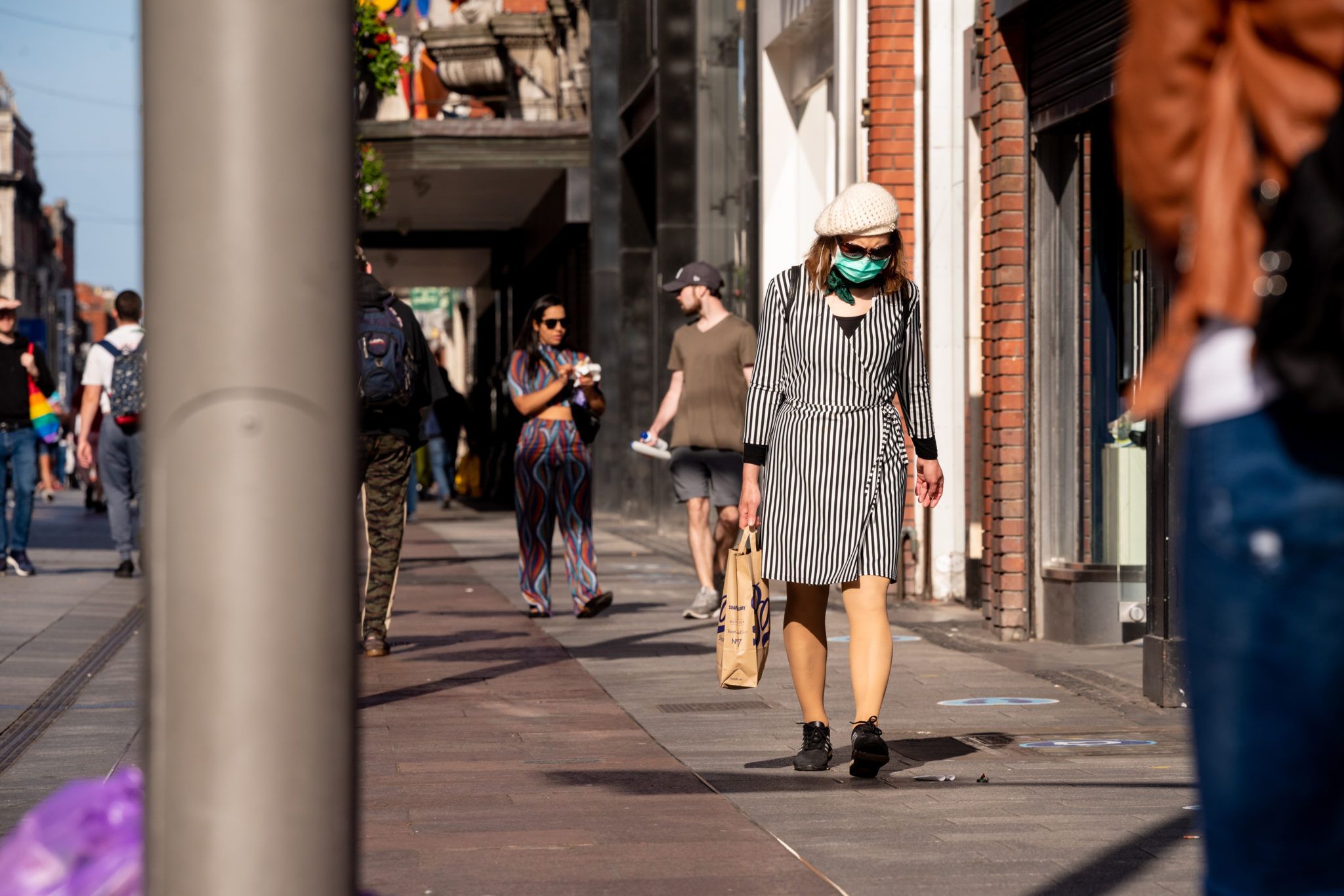 woman wearing a face mask in Dublin city